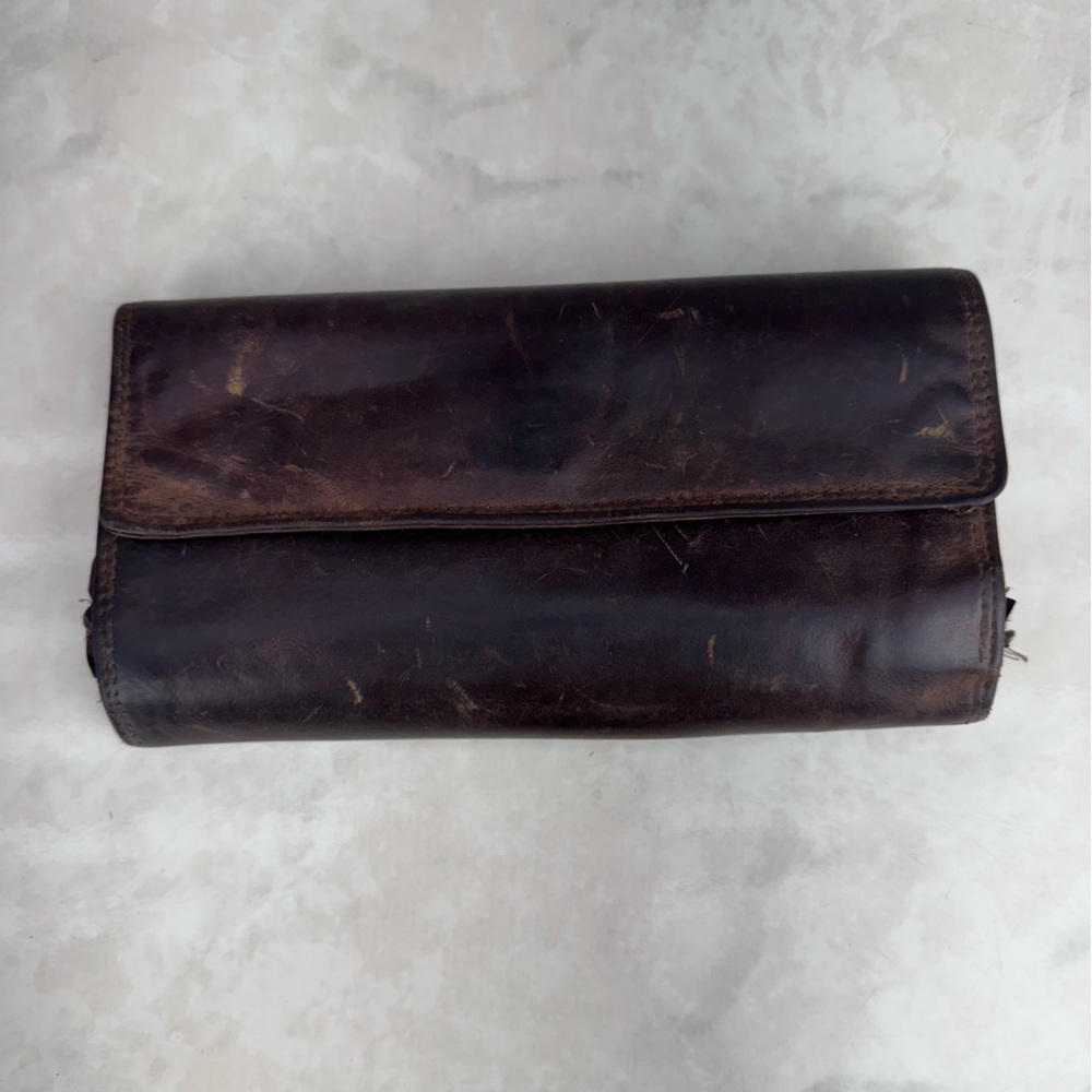 Distressed brown leather wallet